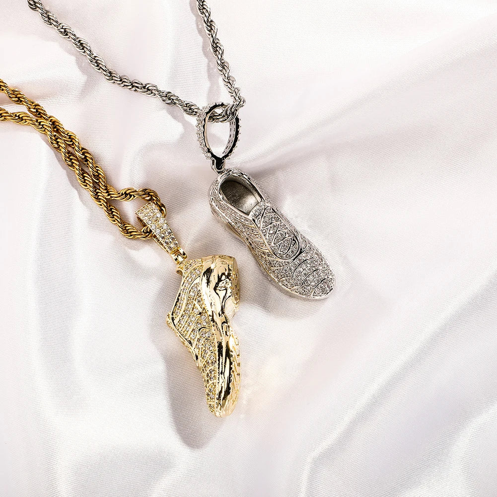 Gold and Silver Sparkling Ice Crystal Zircon Pendant Necklace