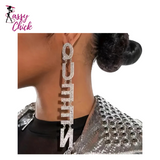 Sparkling Rhinestone Crystal Long Pendant Earrings Sassy Chick Logo