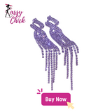 Sparkling Rhinestone Long Tassel Dangle Earring