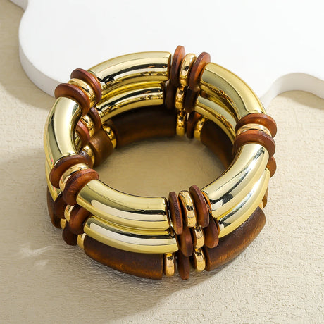 Splicing Acrylic Stone Elastic Necklace Bracelet Set