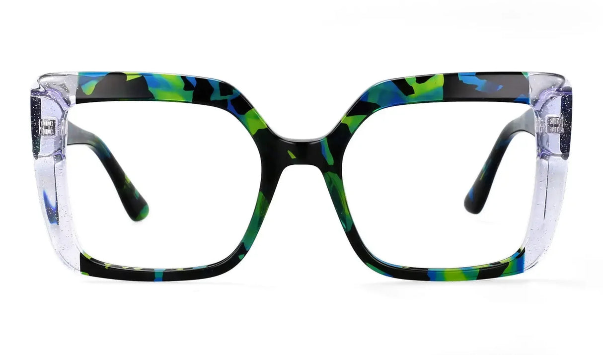Black Green Spring Hinge Presbyopia Acetate Reading Glasses