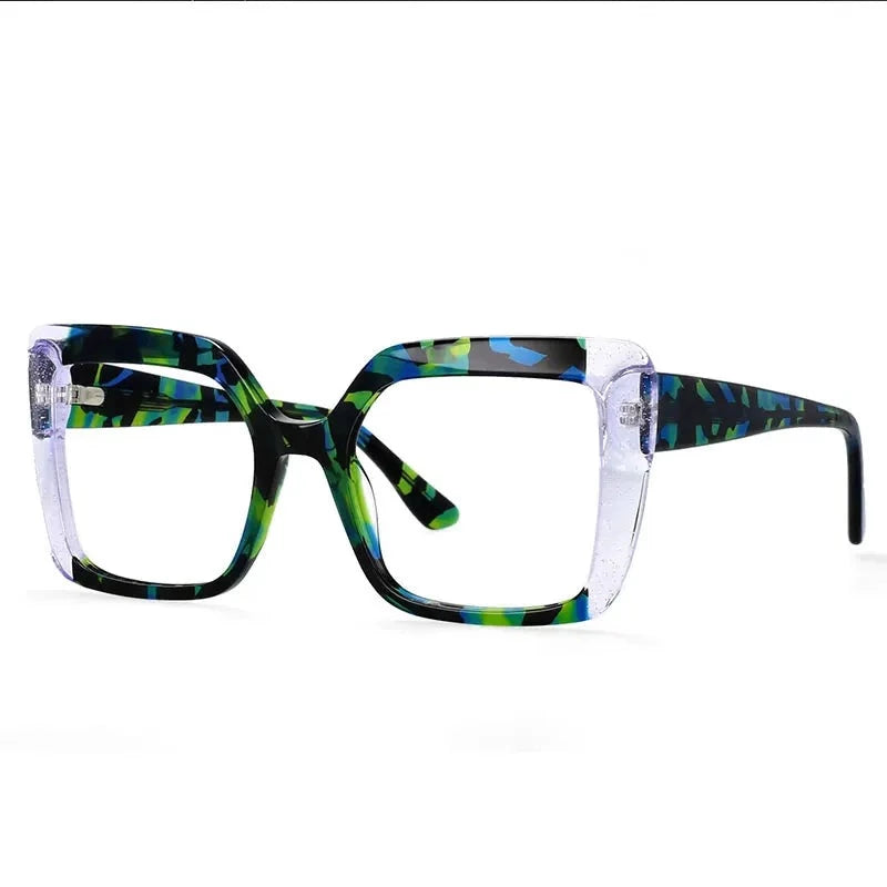 Spring Hinge Square Eyewear green/ blue