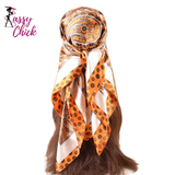 Spring Print 90cm Silk Twill Square Scarf Sassy Chick Logo