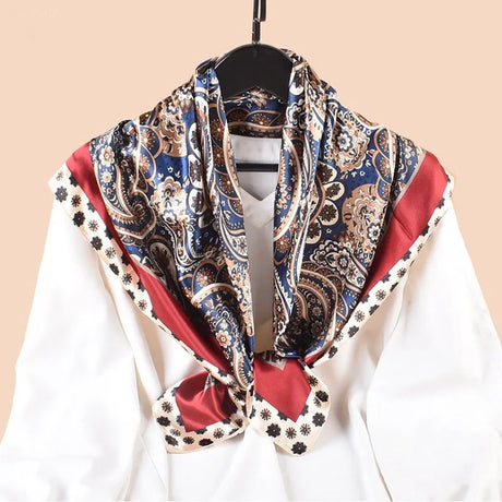 Red Spring Print 90cm Silk Twill Square Scarf