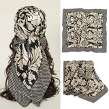 Black White Square  90*90cm Silk Satin Scarf Scarves Shawl Hijab