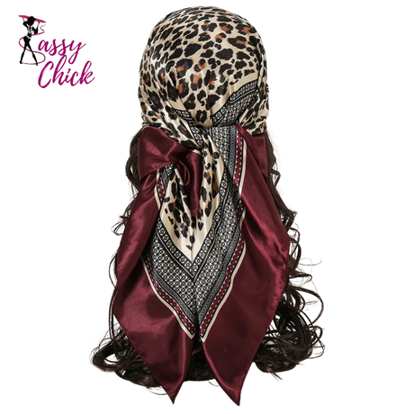 Square 90*90cm Silk Scarves Satin Shawl Scarf Sassy Chick Logo