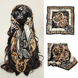 Black Square 90*90cm Silk Scarves Satin Shawl Scarf