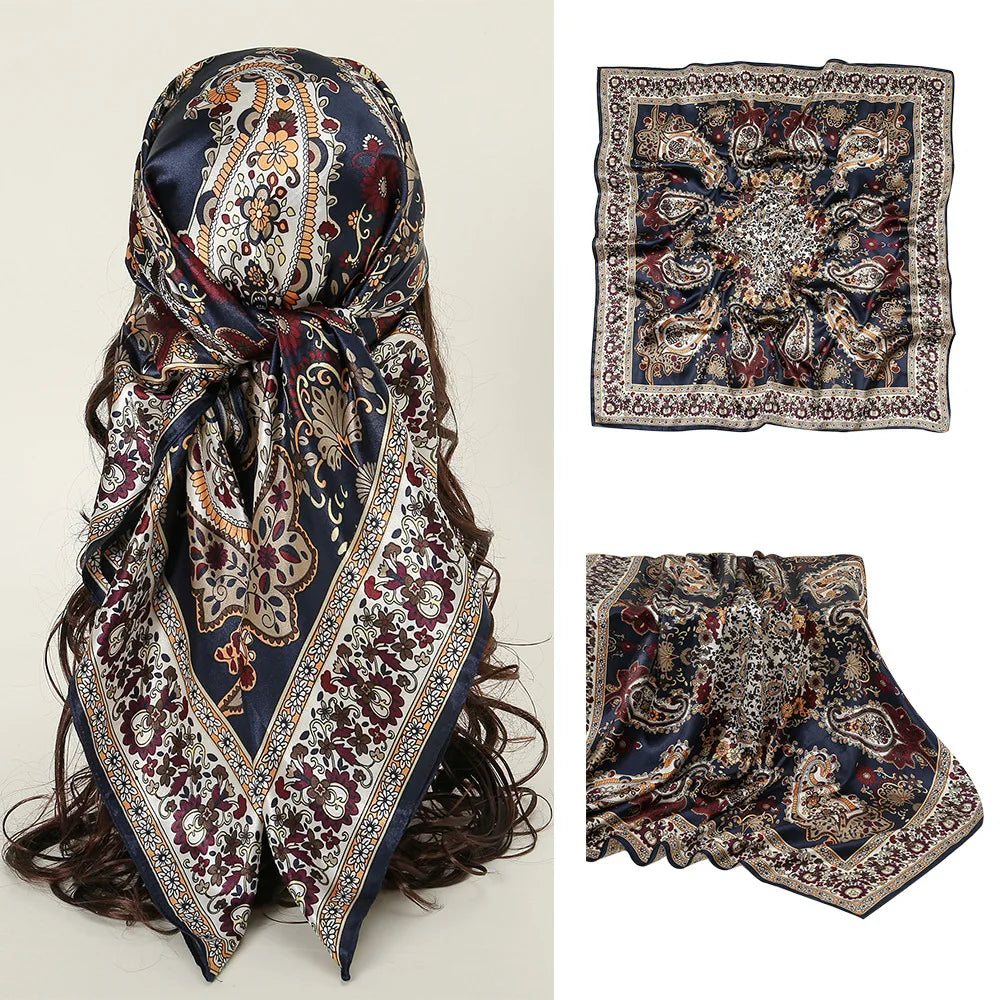 Square 90*90cm Silk Scarves Satin Shawl Scarf