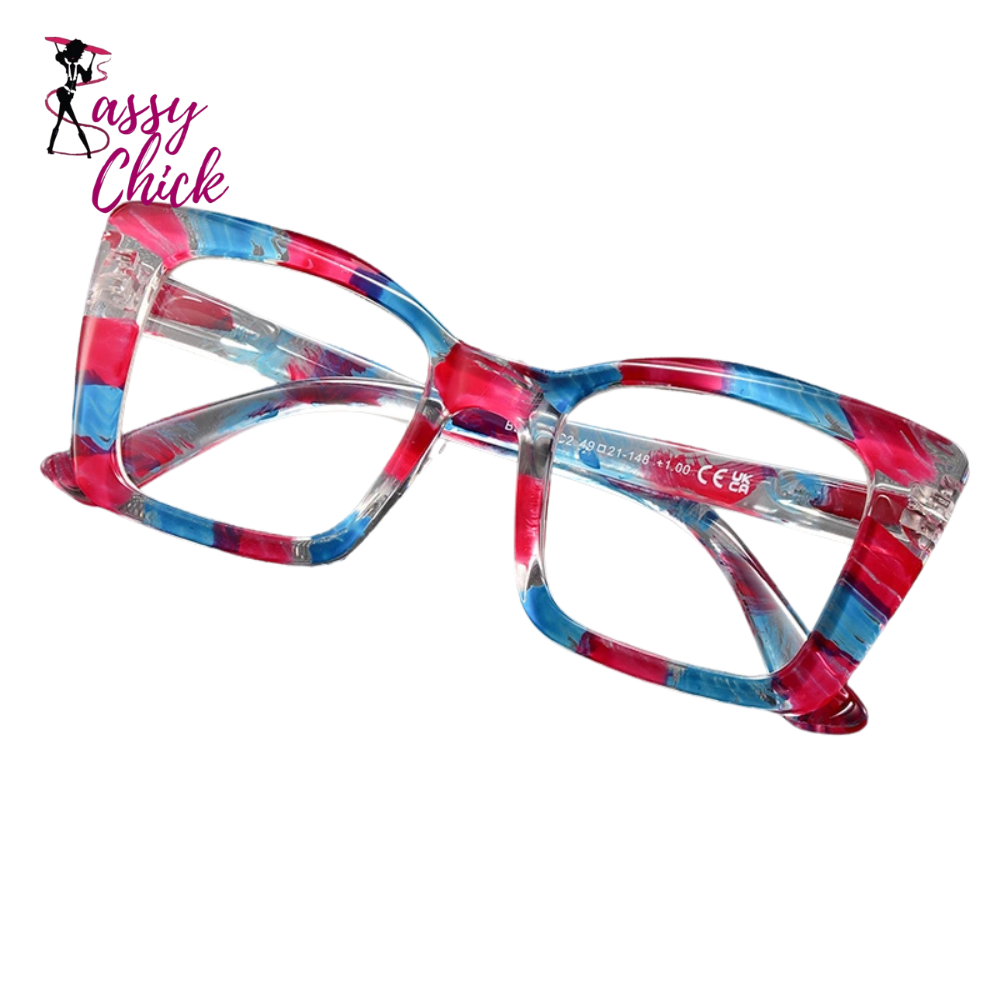 Square Butterfly Coarse-Frame w/ Contrasting Design Reading Glasses Sassy Chick Logo