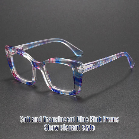 Blue Square Butterfly Coarse-Frame w/ Contrasting Design Reading Glasses