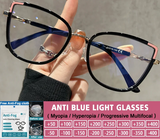 Square Cat Eye Oversize Anti Blue Light Myopia Glasses