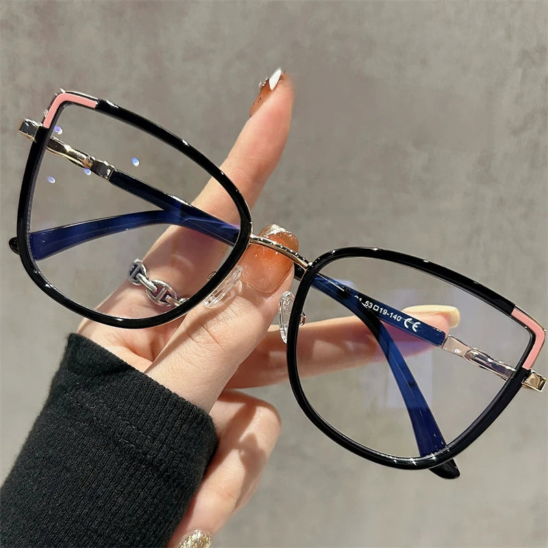 Square Cat Eye Oversize Anti Blue Light Myopia Glasses