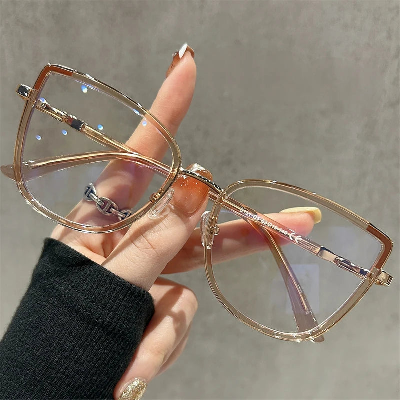 Square Cat Eye Oversize Anti Blue Light Myopia Glasses