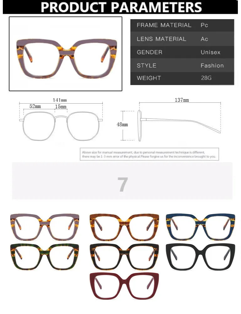 Square Eyewear Retro Leopard Glasses