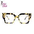 Square Floral Blue Light Blocking Glasses Sassy Chick Logo