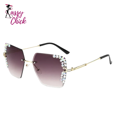 Square Frameless Gradient Lens Sunglasses Sassy Chick Logo