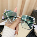 Green Square Frameless Gradient Lens Sunglasses