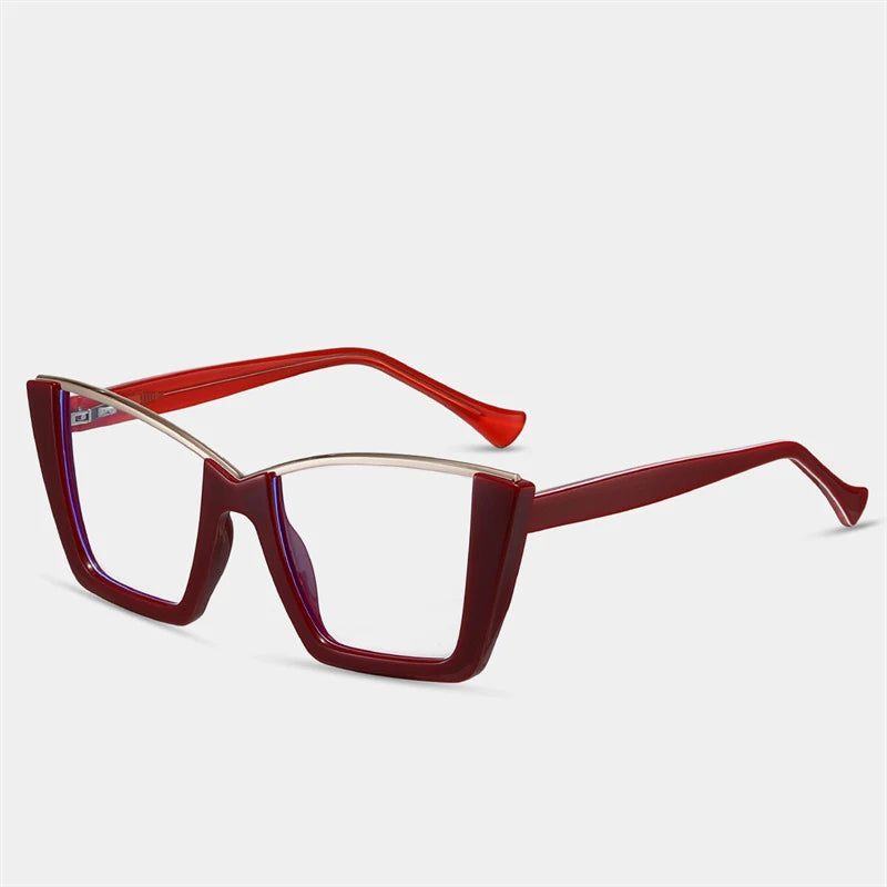 Red Square Half-Frame Anti Blue Light Computer Eyeglass
