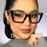 Model Using Square Half-Frame Anti Blue Light Computer Eyeglass