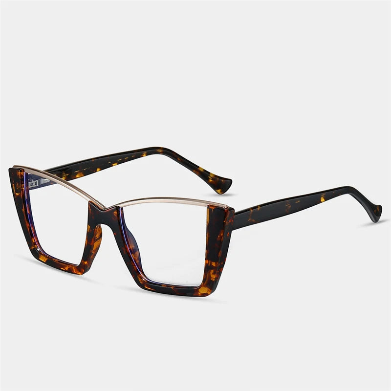 Leopard Square Half-Frame Anti Blue Light Computer Eyeglass
