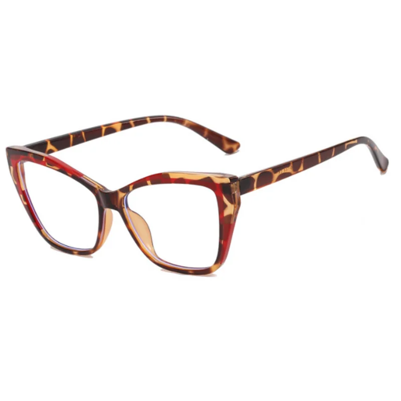 Square Hyperopia Myopia Clear Lens Glasses red brown