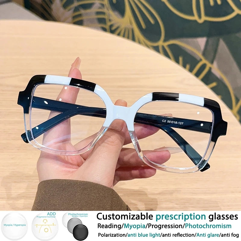 Black Square Large Frame Resin Presbyopic Eyeglass