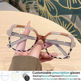 Beige Square Large Frame Resin Presbyopic Eyeglass
