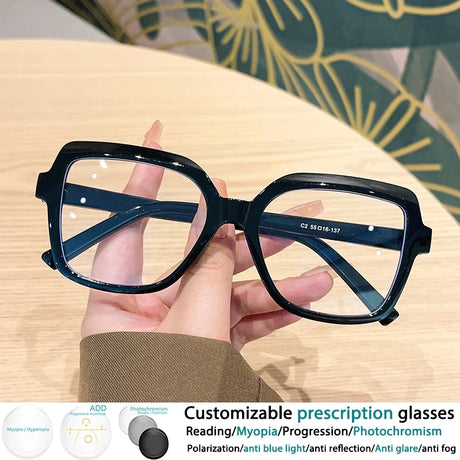 Black Square Large Frame Resin Presbyopic Eyeglass