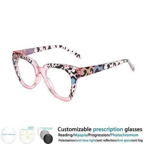 Pink Square Large Size Resin Optical Presbyopia Eyeglass