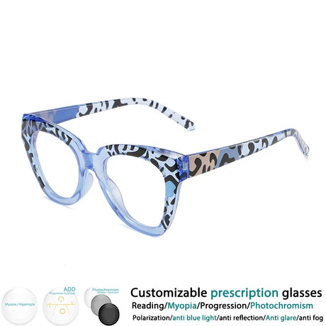 Blue Square Large Size Resin Optical Presbyopia Eyeglass