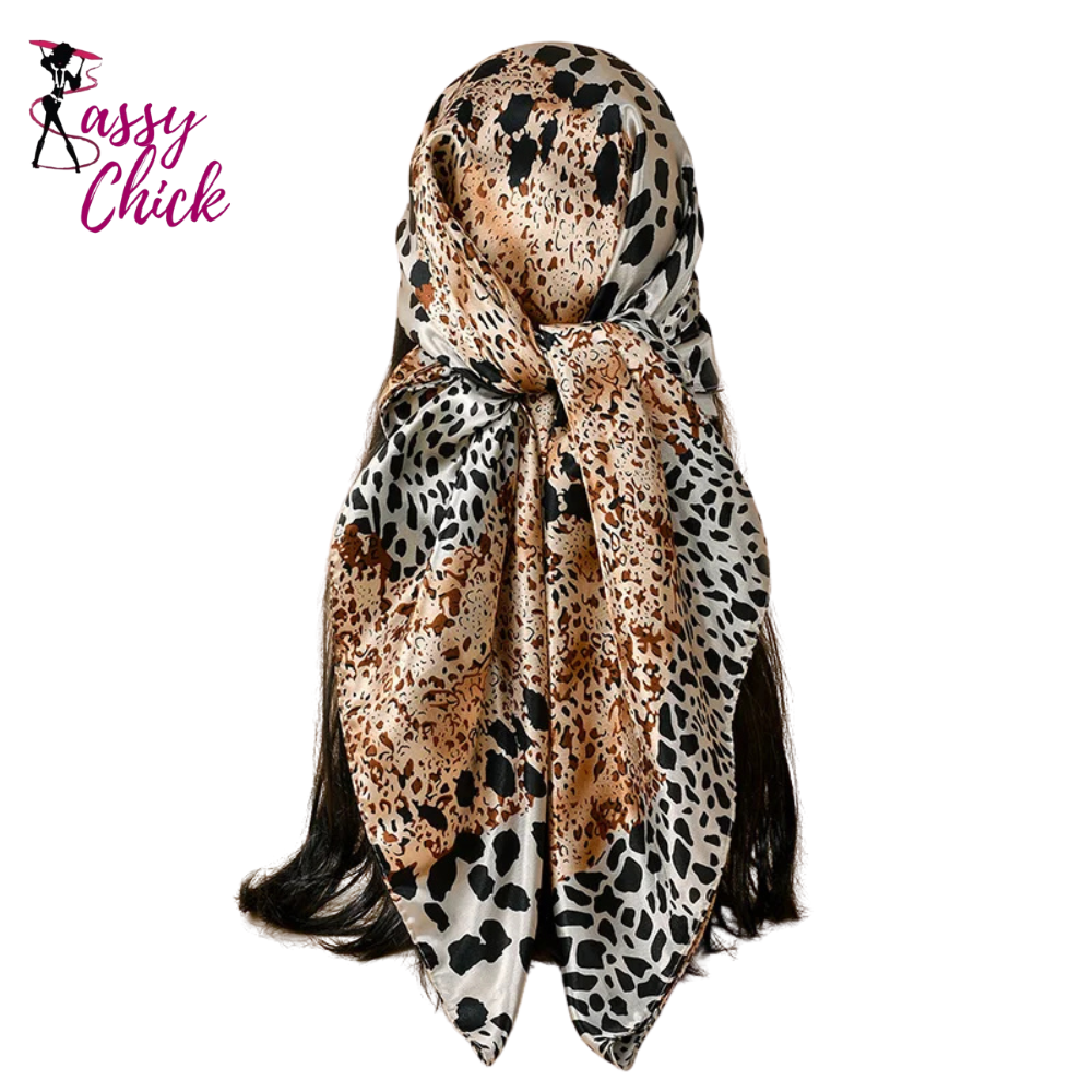 Square Leopard 90*90cm Printed Scarf Scarf Headband Sassy Chick Logo