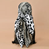 Gray Black Square Leopard 90*90cm Printed Scarf Scarf Headband