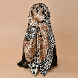 Brown Black Square Leopard 90*90cm Printed Scarf Scarf Headband