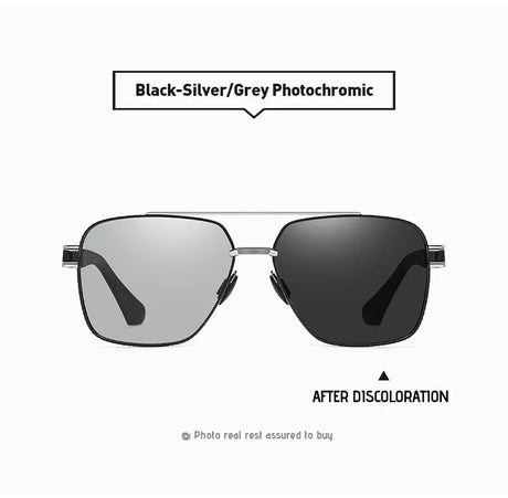 Square Myopia Photochromic Polarized Sunglasses