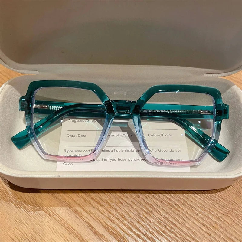 Square Myopia Prescription Anti Blue Light Eyeglasses