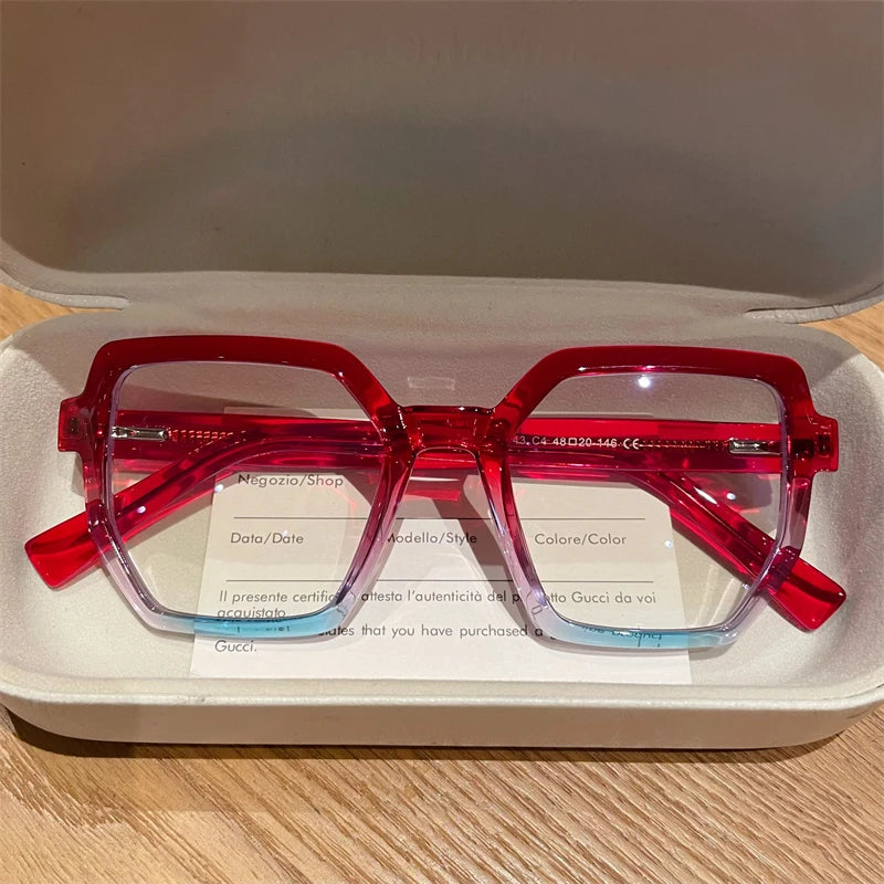 Square Myopia Prescription Anti Blue Light Eyeglasses