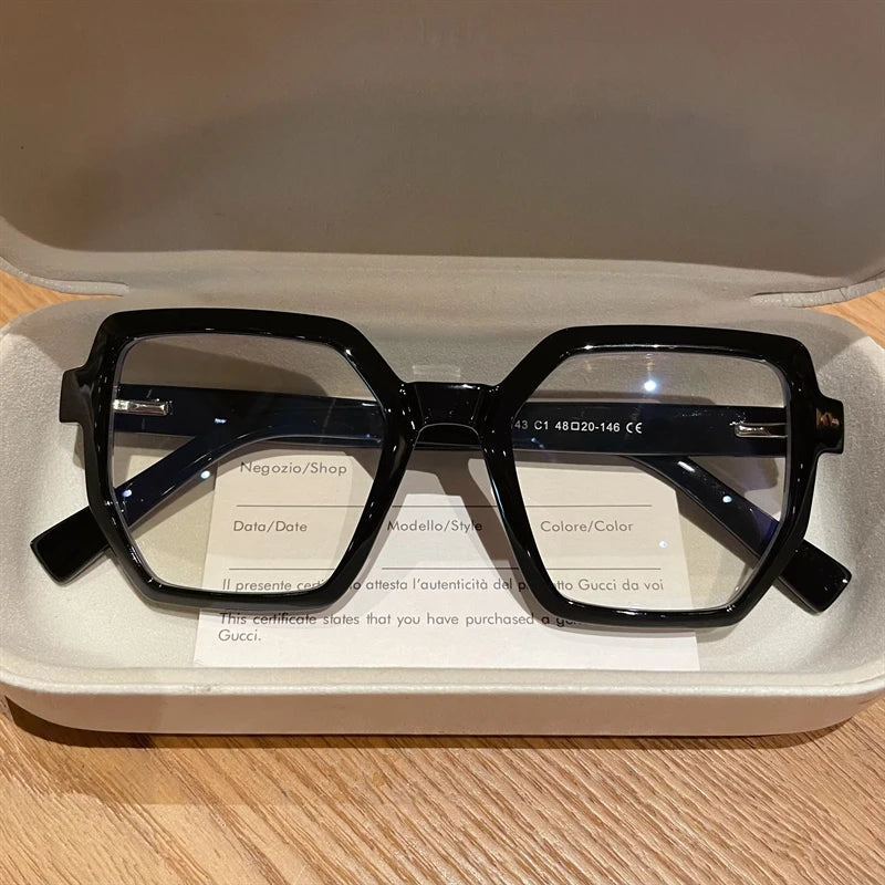 Square Myopia Prescription Anti Blue Light Eyeglasses