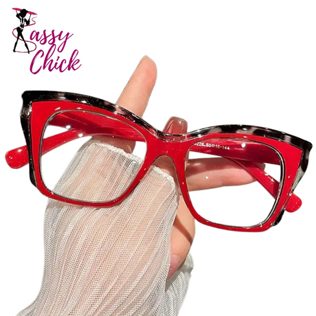 Square Optical Color-Blocked Reading Glasses Sassy Chick Logo