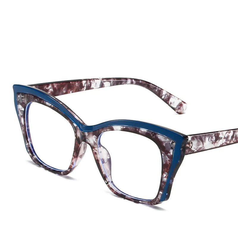Square Optical Color-Blocked Reading Glasses grey blue