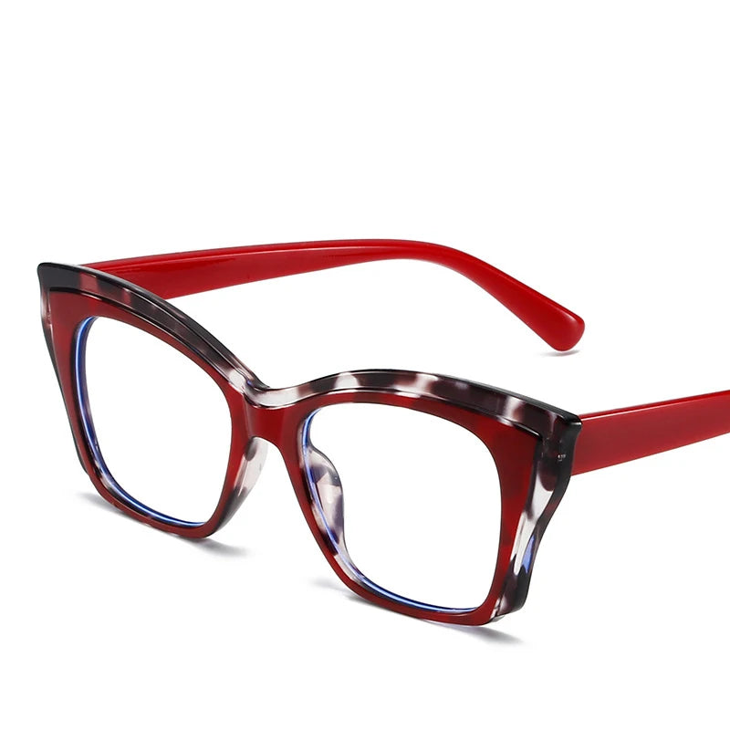 Square Optical Color-Blocked Reading Glasses red