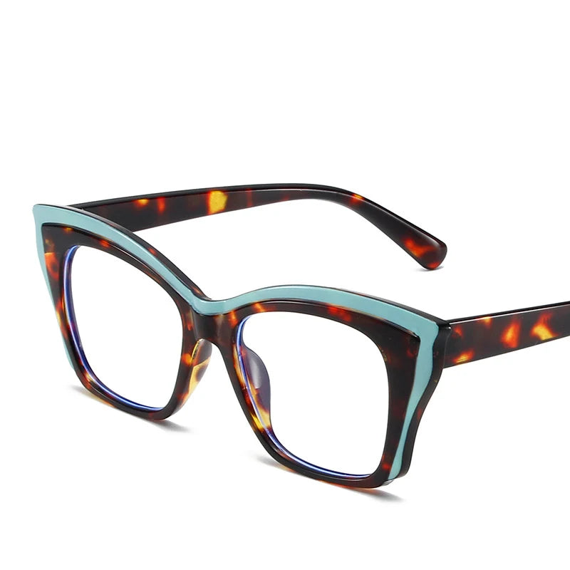 Square Optical Color-Blocked Reading Glasses leopard