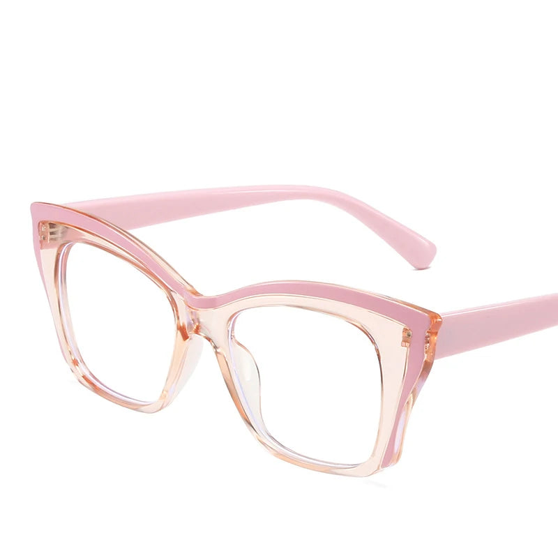 Square Optical Color-Blocked Reading Glasses pink