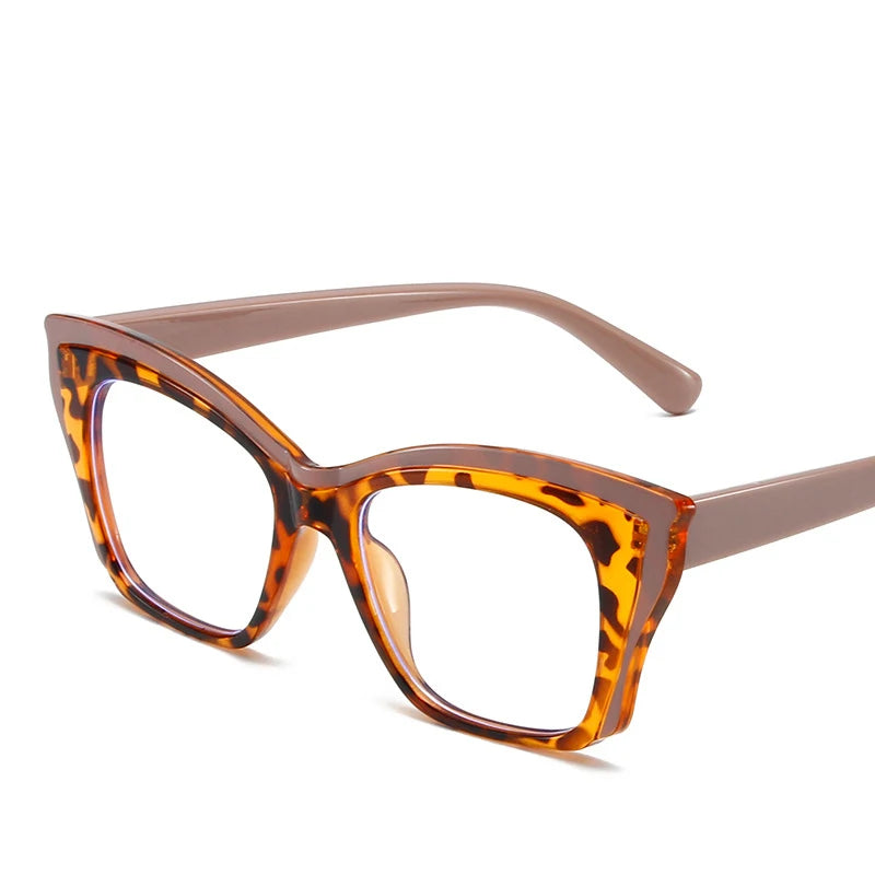 Square Optical Color-Blocked Reading Glasses leopard