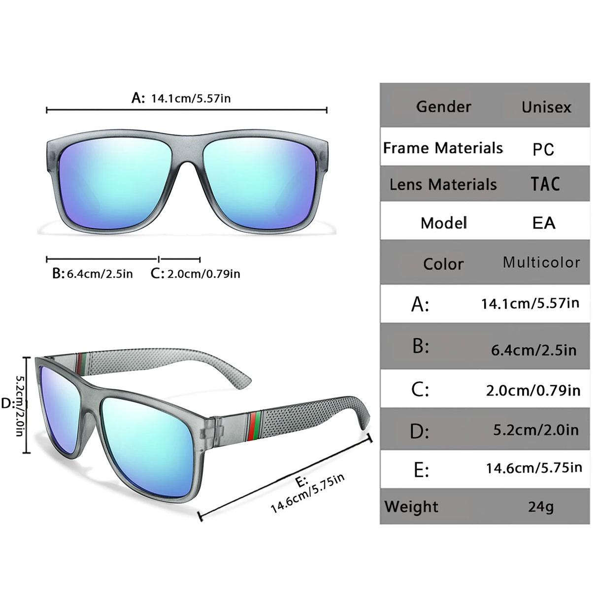 Size of Square Outdoor Driving Polarized Classic Sunglasses