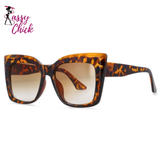 Square Oversized Cat Eye Sunglasses Sassy Chick Logo