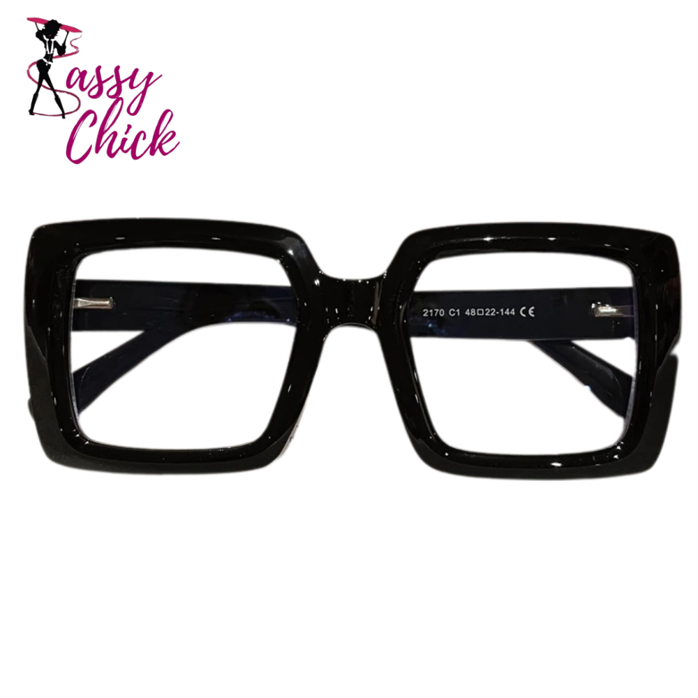 Square Photochromic Blue Light Blocking Eyewear Sassy Chick Logo