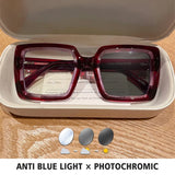 Square Photochromic Blue Light Blocking Eyewear red