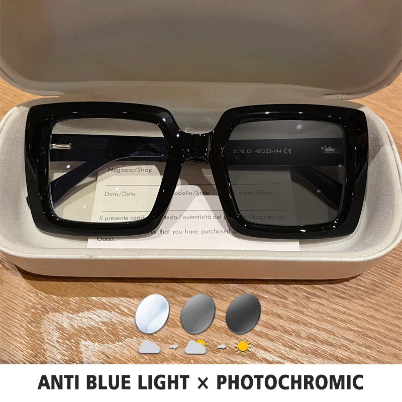 Square Photochromic Blue Light Blocking Eyewear black