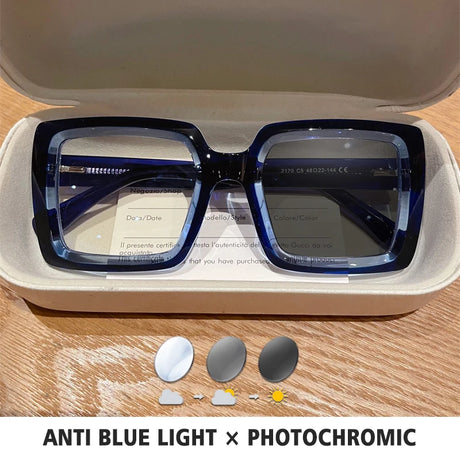 Square Photochromic Blue Light Blocking Eyewear blue