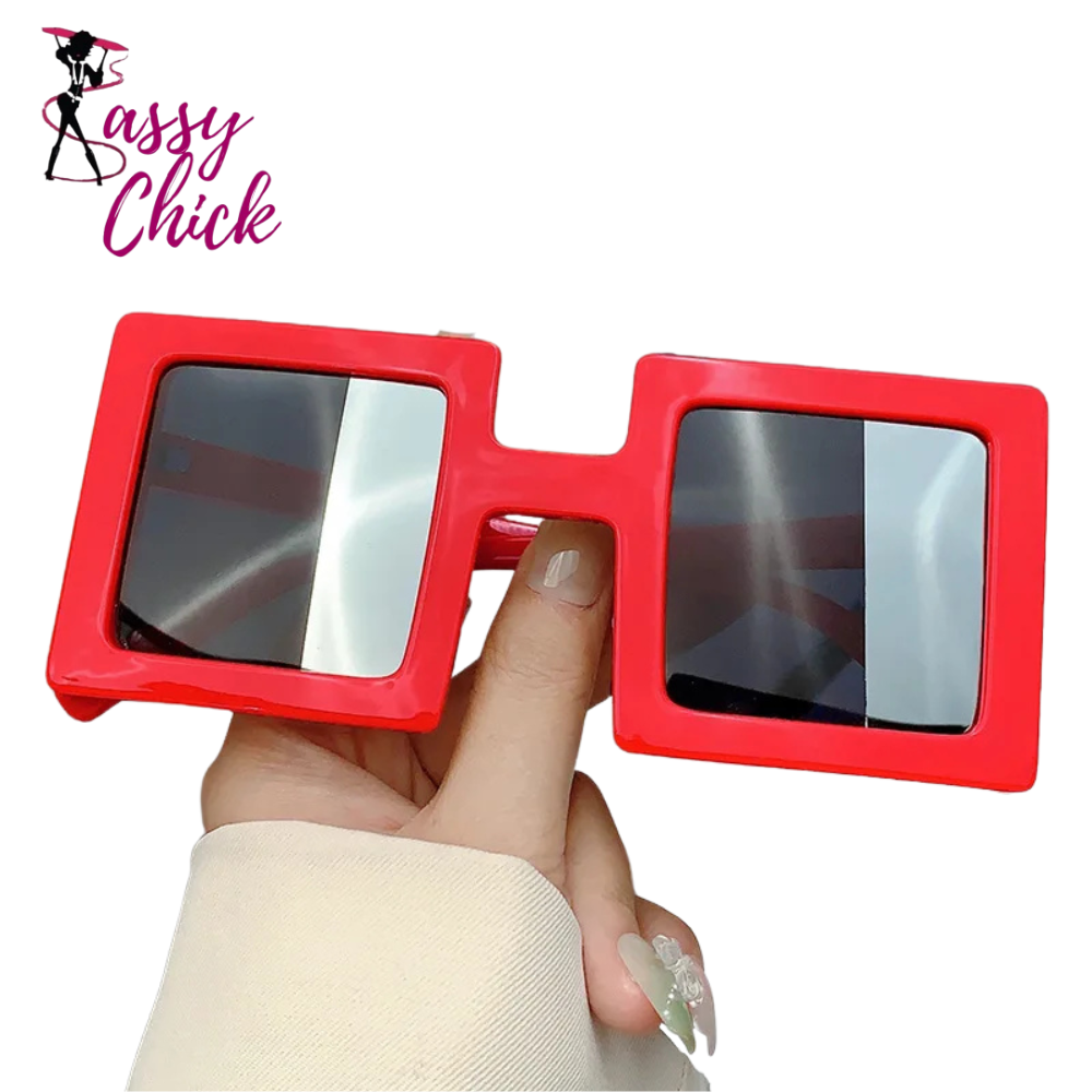 Square Punk Outdoor Oversized Sunglasses Sassy Chick Logo